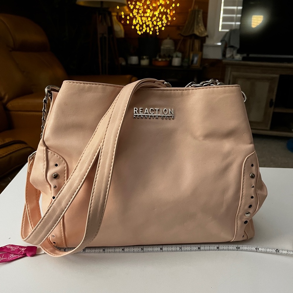 Kenneth Cole Reaction Soft Blush Pink Chain-Accent Shoulder Bag